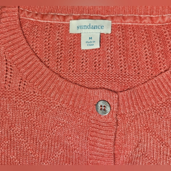 Sundance Womens Villa Cable Knit Coral Cardigan Sweater Size Medium - Picture 12 of 13